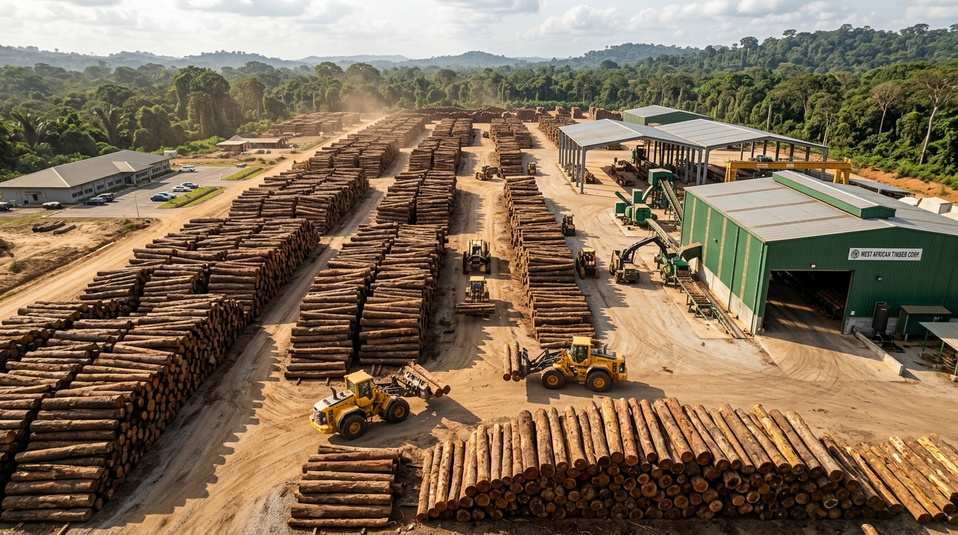 African Timber Sawmill Log Yard